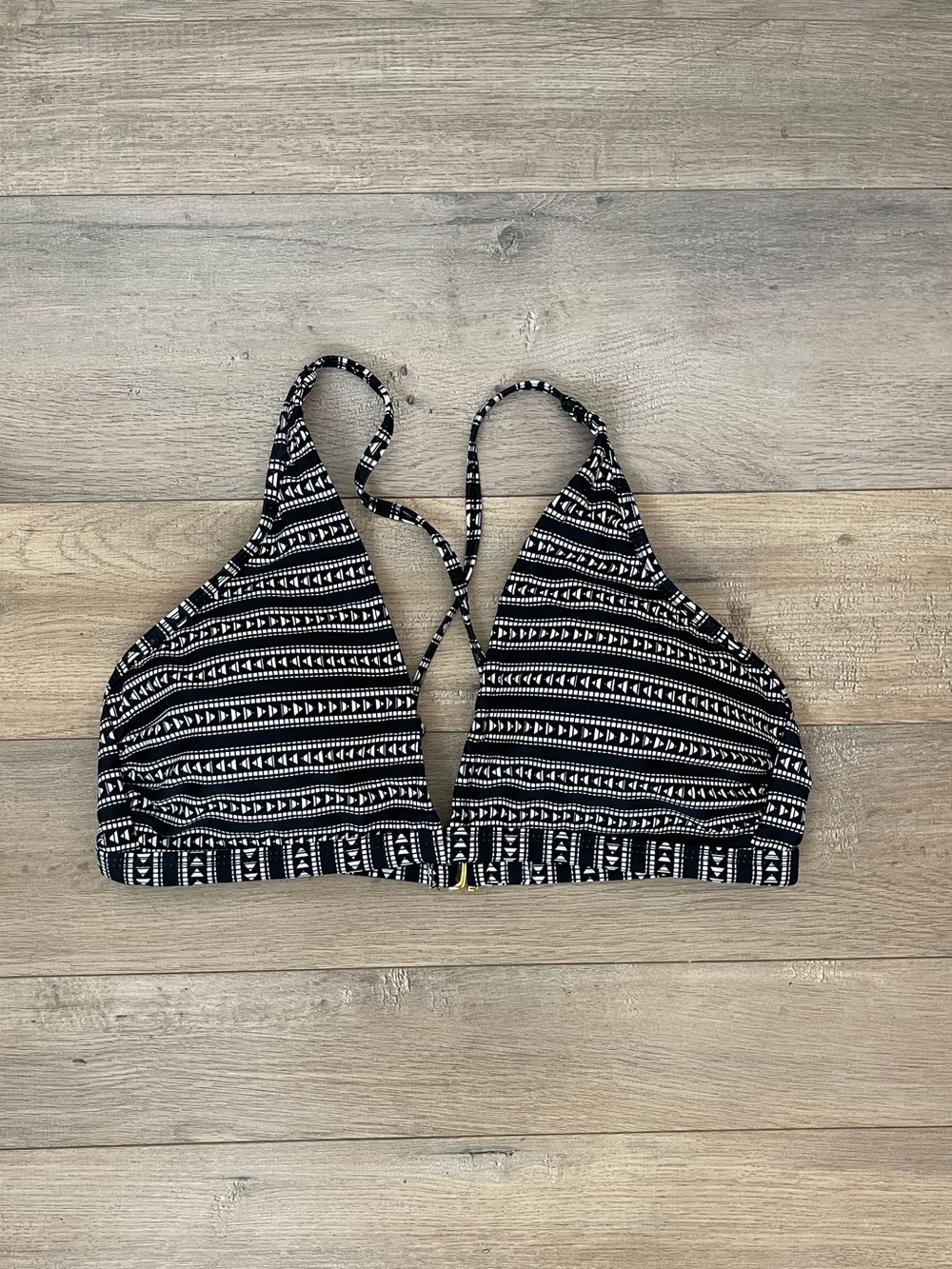 Black & White Patterned Triangle Bikini Top